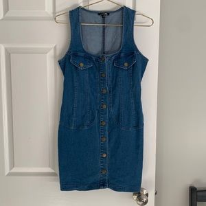 Jean button up tank top dress. Size S